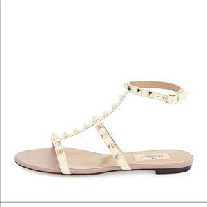 Valentino Rockstud Ankle-strap flat sandal